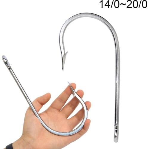 5Pcs/lot Stainless Steel Fishing Hook 14/0-20/0 shark Large Big Game Fish jig bait hooks Barbed Tuna fishhook