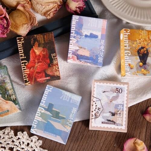 50Sheets Vintage Art Gallery Sticker Diy Decorative Diary Journal Scrapbooking Planner Album Label Stickers Aesthetic Stationery