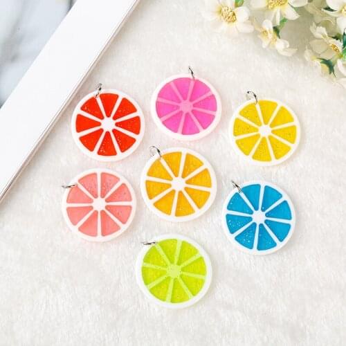 7Pcs/Lot 33*33mm Mini Simulation Lemon Slices Mixed Colors Resin Fake Artificial Fruit Decoration Crafts