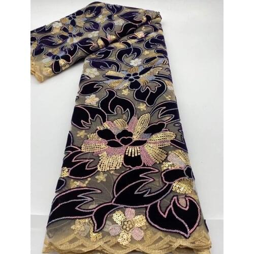 African Velve Lace Fabric High Quality Lace Velvet Lace with Sequins Nigerian Lace Fabrics for Wedding Dress
