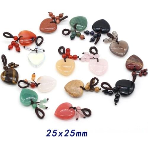 Natural Stone Keychains Quartzs Heart Shape Gold Sand Crystal Car Bag Wallet Decor Keychain Accessories Jewelry Gift