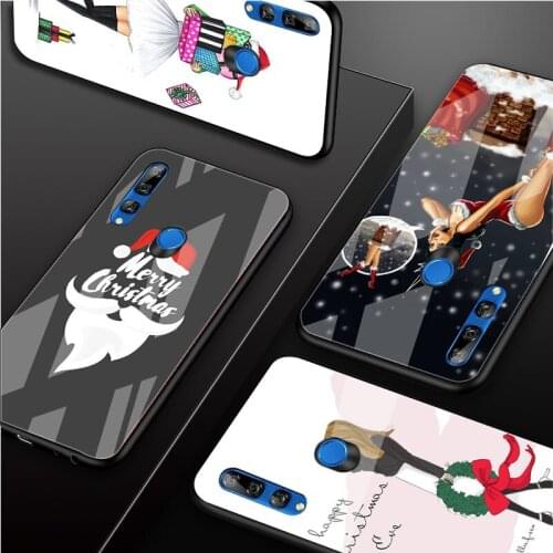 New Year Merry Christmas DIY Luxury Tempered Glass Phone Case For Huawei Honor 30 20 10 Lite Pro 8X 9 10i Cover shell