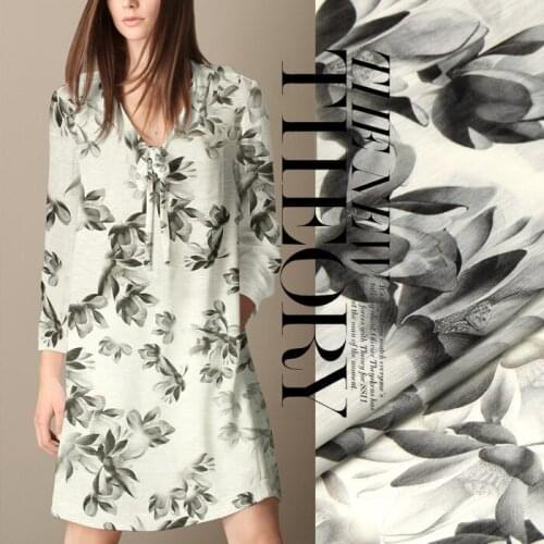 CNUM SL023 Pure Silk/ Snowy Evenings Mangnolia/Silk Fabric Printed 30% Silk 70% Linen/ Width 1.53yd Thickness 13.50mm