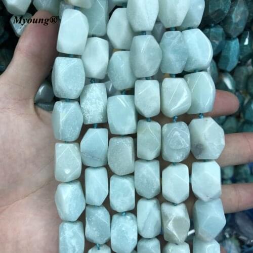 Faceted Pure Sky Blue Amazonite Nugget Beads,Natural Stone Space Pendants Beads for Jewelry Making MY210455