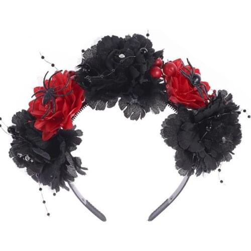 Halloween Day of the Dead Hair Hoop Multicolored Flower Spider Cosplay Headband F3MD