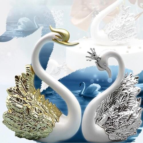 Crown Swan Shape Cake Topper Wedding Anniversary Party Sweet Baking Decoration