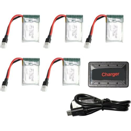 Octelect 5pcs H8 3.7V 150mAh Mini Lipo Battery and Charger, for RC H8 Mini Quadcopter