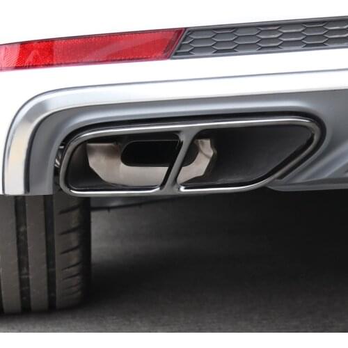 Stainless Steel Tail Throat Pipe Modified Cover Trim For Audi A4 B9 2019 Sedan Car Exhaust Tail Pipes Decoration Frame