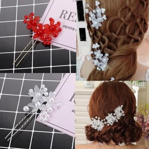 Fashion Bridal Hair Accessories Pearl Flower Hair Stick Pin Women Bride Hair Ornaments Wedding Hair Jewelry