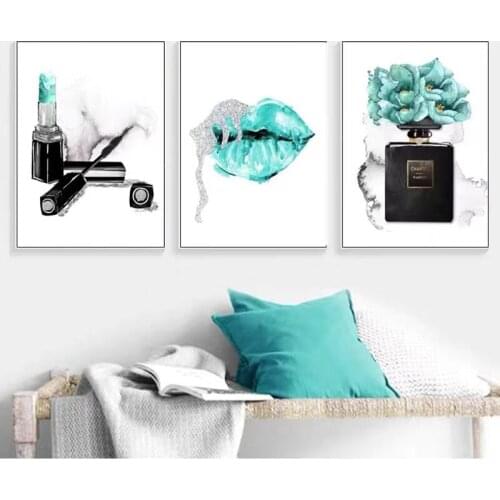 Fashion Girl Room Decor Poster Pictures Make Up Perfune Prints On Wall Loft Art Paintings for Home Design Frameless