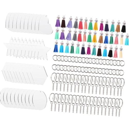160PCS Keychain Blanks Set Transparent Acrylic Clear Discs for DIY Projects