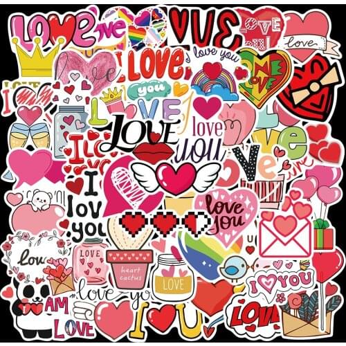 10/50pcs Cartoon LOVE Stickers Valentines Day Gift Stickers For Notebook Laptop Luggage Cars Graffiti Stickers Decal Kid Toys