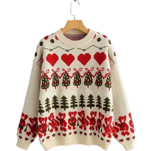 2020 New Autumn Winter O-Neck Sweater Women Pullover Christmas Style Loose Fit Inside Thicker Harajuku Knitted Sweaters 2011625