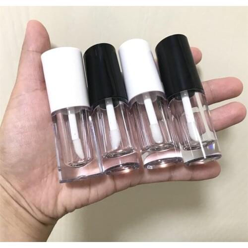 30/50pcs NEW Unique Black White Cap Lip Gloss Wand Tube Clear Concealer Brush Tube Empty Transparent Lip Glaze Lip Balm Bottle