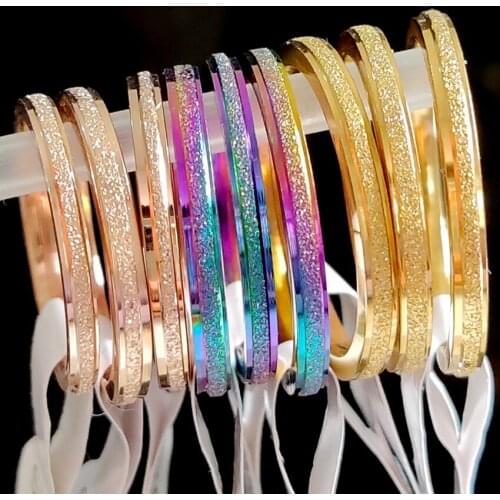 Bulk lots 100pcs Sand Surface Band 2mm Simple Ring Gold Silver Rose-Gold MIX Stainless Steel Trendy Ring Unisex Wedding Jewelry