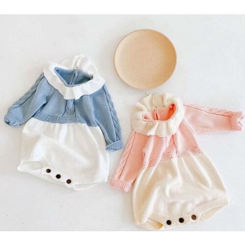 Autumn Princess Long Sleeve Jumpsuit Baby Knitted Bodysuit Clothes Childrens Sweaters Baby Girls Bodysuit