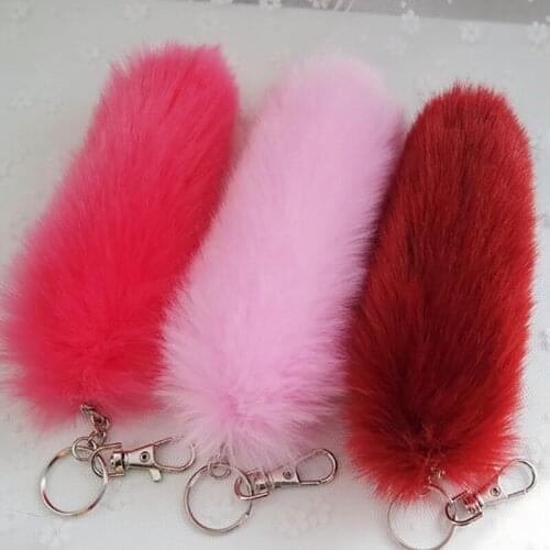 Fluffy Black Keychains Men And Women Faux Fur Rabbit Fur Plush Tail Key Chain Ladies Pendant Key Holder Car Bag Jewelry Gifts