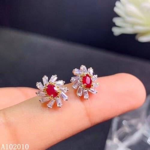 KJJEAXCMY 925 sterling silver inlaid natural ruby earrings new trendy ladies ear stud support test