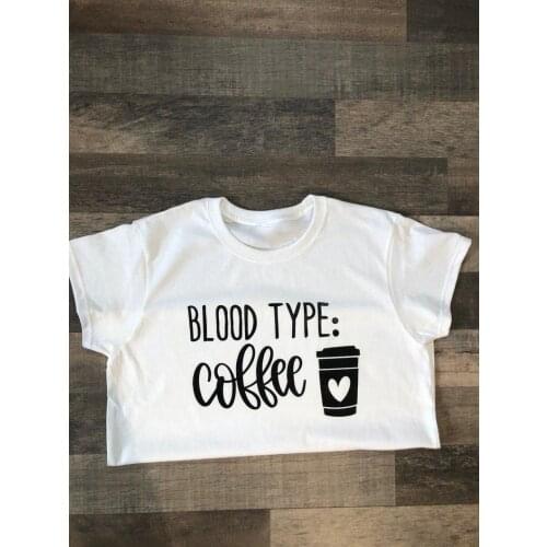 Skuggnas Blood Type Coffee Funny Women Cropped T-shirt Short Sleeve Fashion Tumblr Cropped Tees Sexy Women t shirts