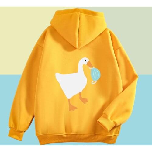 Kawaii Funny Duck Aesthetic Hoodie Women Sweatshirt Pullover Loose Harajuku Best Friend Sweatshirts Winter Spring Casual Tops