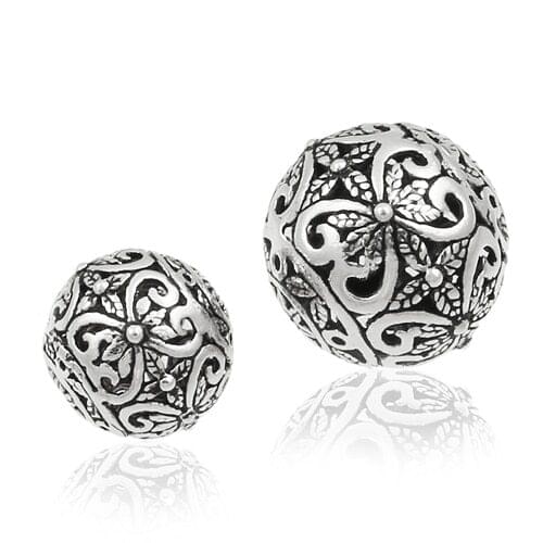 Handmade 925 vintage silver beads thai silver flower beads diy jewelry bracelet accessory good luck beads