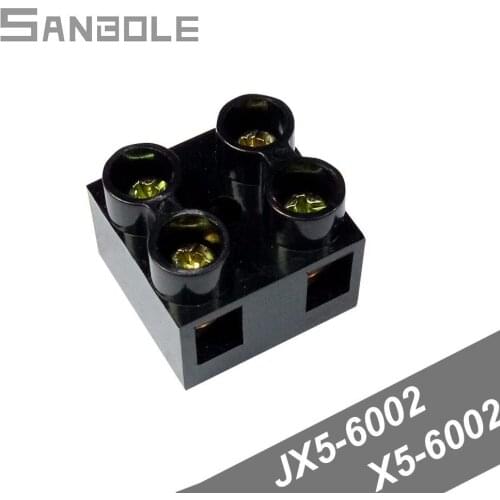 X5-6002 Terminal Block Fixed Type Black Base Connection Terminals Dual Row Connector Seat JX5 6002 with 4 screws 2P 60A (10PCS)