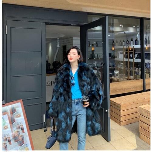 New womens real natural fox fur coat fashion long loose style ladies warm winter waistcoats custom big size