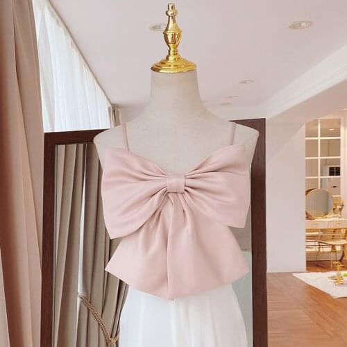 2021 Sweet Bow Women Tanks Sexy Sleeveless Crop Tops for Women Clothing Corset Party Casaul Ropa Mujer Fashion Pink WPY3227