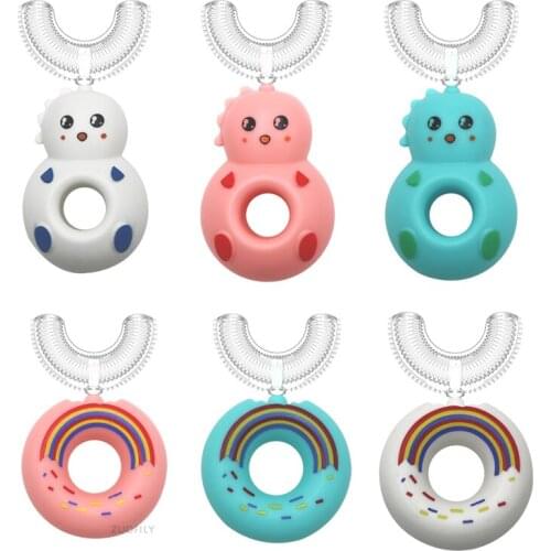 Baby Toothbrush Children Teeth Oral Care Cleaning Brush Convenient Manual Silicone Newborn U-Shaped Teethbrush Kid Tooth Brushes