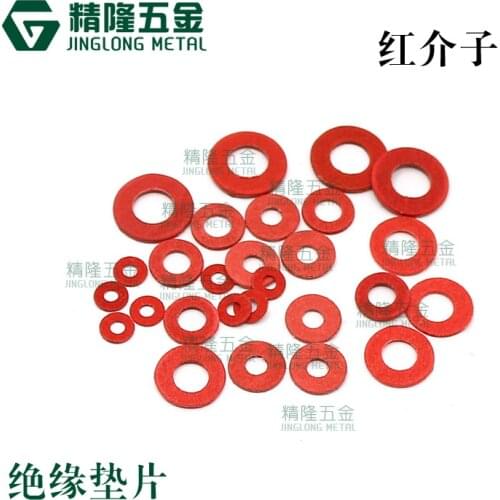 100pcs M2 M2.5 M3 M4 M5 M6 Red Steel Paper Meson Gasket Spacer Insulating Spacers Red Motherboard Screw Insulating Fiber Washer