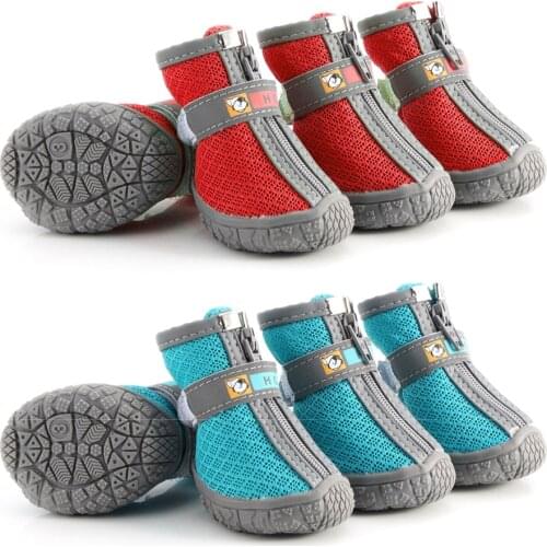 4Pcs Dog Shoes for Large Dogs Breathable Outdoor Dog Shoes Anti-Slip Reflective Pet Shoes Boots for Walking Hiking Training