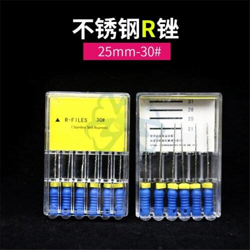 6Pcs/Pack Onone Dental Hand Use R-Files 25mm Stainless Steel Endodontic Root Canal Files Dentist Tools Dental Lab Instruments