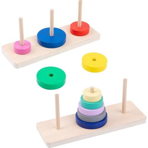 Hanoi Tower Kids Educational Toys Wooden Puzzle Stacking Tower Early Learning Classic Mathematical Puzzle Children Baby Toys