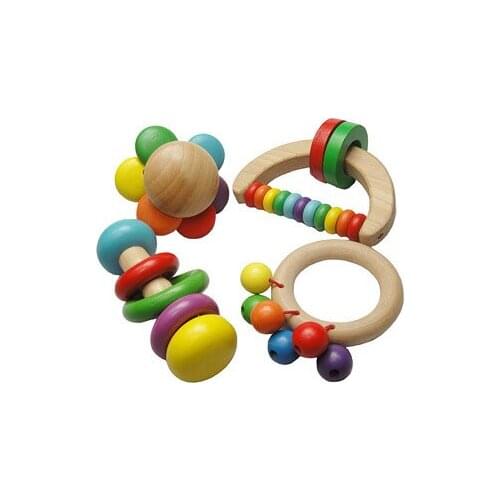 Free shipping Infant wood rattles handbarrows wood baby rattles hand bell grasping wooden puzzle for baby 0~1years old children