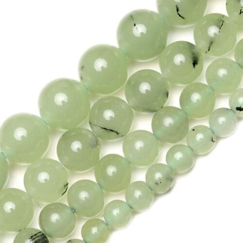 Green Prehnites Natural Stone Round Loose Beads For Jewelry Making DIY Bracelet Beads Accessories 6-12 mm Wholesale