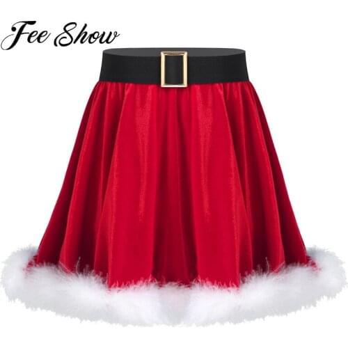 Kids Girls Christmas Party Red tutu Skirt Childrens Velvet Elastic waistband Ball Gown Skirts for Halloween Carnival Outfit