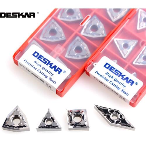 10PCS DESKAR TNMG160404 TNMG160408 CNMG120404 WNMG080408 VNMG160408 HA K10 CNC Lathe Cutter Blades Turning Tools For Aluminum