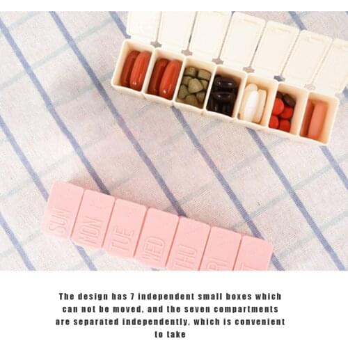 2Pcs Travel Medicine Pill Box 7 Slots Pills Dispenser Case Portable Pill Organizer Tablet Pillbox Case Container Drug Divider