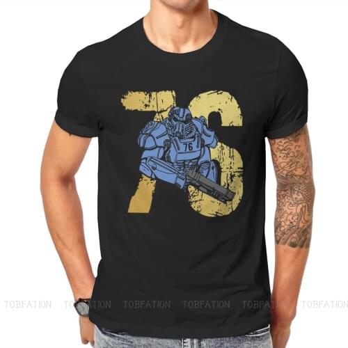 Fallout Game Vault 76 TShirt Men Graphic Oversized Casual Crewneck Cotton T Shirt 2020