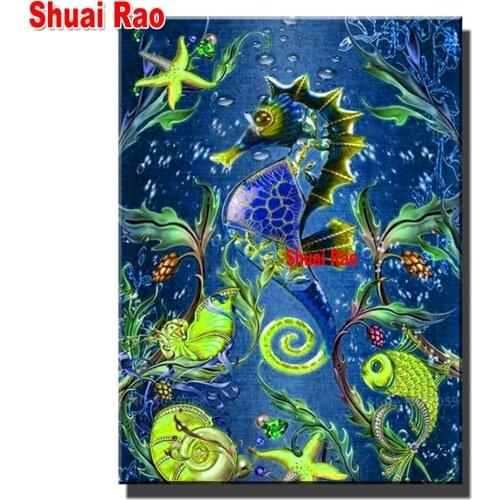 Sea horse 5D Diy diamond painting Full square,diamond mosaic diamond embroidery Ocean Animal ,Full round Drill Mysterious Gift