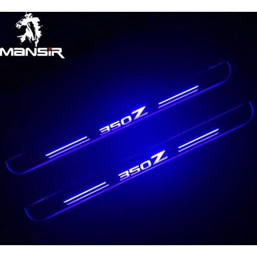 2PCS Pedal Door Sill Pathway Light For Nissan 305Z Acrylic Moving LED Welcome Pedal Car Scuff Plate Lights Auto Accessories