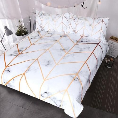 40Marble Texture Bedding Set Black White Golden Duvet Cover Set 3-Piece Stylish Bed Cover Nature Inspired Bedclothes