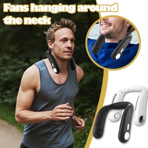 Lazy Hanging Neck Fan Mute Outdoor Sports Usb Small Fan No Leaf Hanging Neck Mini Portable Collar Air Outlet Lazy Neckband#g4