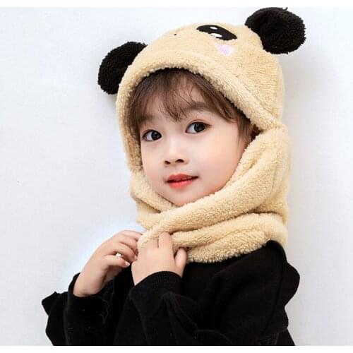 Cute Baby Hat Scarf Suit Panda/Rabbit Style Autumn Winter Corduroy Kids Hat Scarf Set Cotton Girls Boys Hats Neck Children Scarf