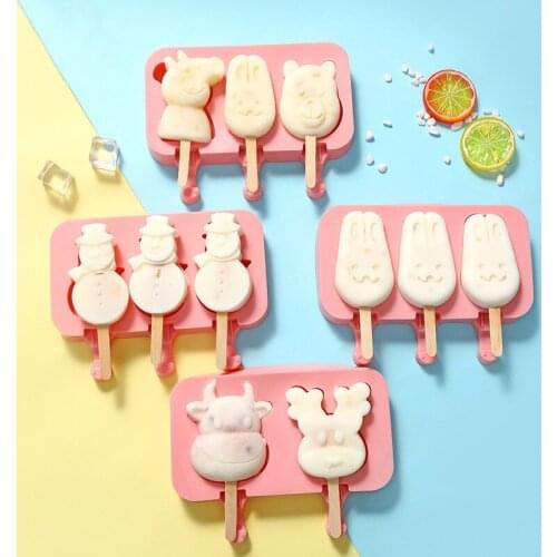 Cute Cartoon Animal DIY Fruit Ice Cream Makers Silicone Mould Fondant Pastry Jelly Pudding Cake Decorating Tools MX280