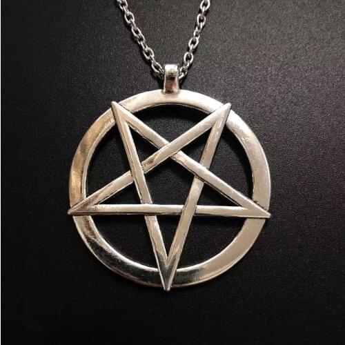 Fashion Inverted Pentagram Pendant Satanic Symbol Necklace Unisex Amulet Jewelry