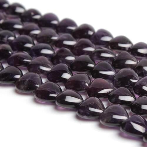 Natural Crystal Heart Amethyst Gemstone Loose Beads 10mm For Necklace Bracelet DIY Jewelry Making
