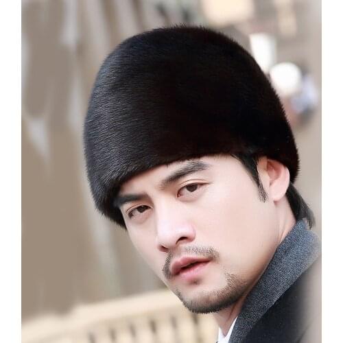 Aorice Man Real Mink Fur Hat Cap 2021 New Winter Snow Unisex Natural Mink Fur Beret Hats Caps HF005