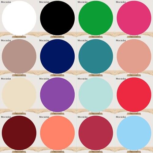 Pure Color Round Circle Backdrop Cover Wedding Baby Shower Birthday Party Decor Custom Elastic Photo Background Purple White