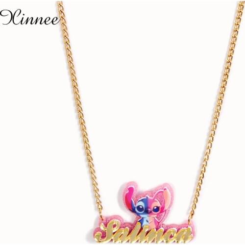 Custom Kids Cartoon Character Name Pet Pendant Necklace for Children Nameplate Jewelry Gift